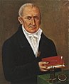 Image 29Alessandro Volta with the first electrical battery. Volta is recognized as an influential inventor. (from Invention)