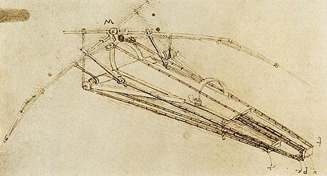 Design for a flying machine (c.1488) by da Vinci